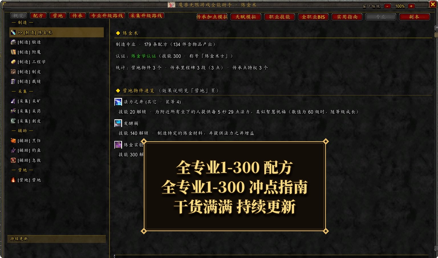 全专业 1-300 配方及冲点指南，干货满满持续更新